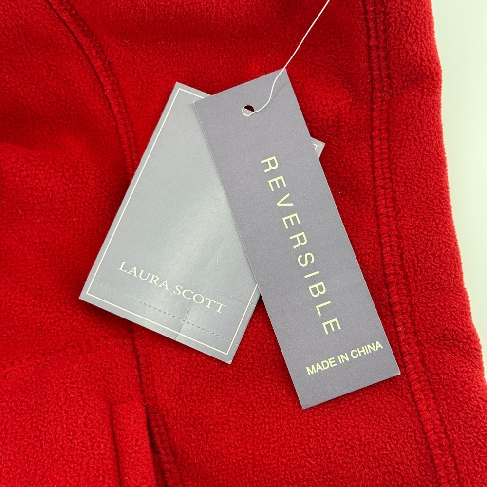 Laura Scott Womens Fleece Vest Full Zip Pockets Sleeveless Red Womens XL NEW - Picture 12 of 13
